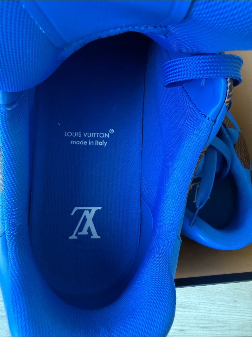 Louis Vuitton Kids Electric Blue Checkerboard Sneaker - Picture 9 of 12